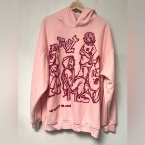 Aelfric Eden Cartoon Line Character Graphic Oversized Hoodie 
Size XL NWOT